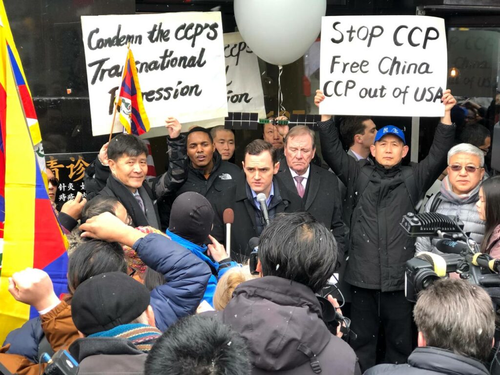Rep. Mike Gallagher Led a Rally Against CCP’s Transnational Repression in NYC Chinatown